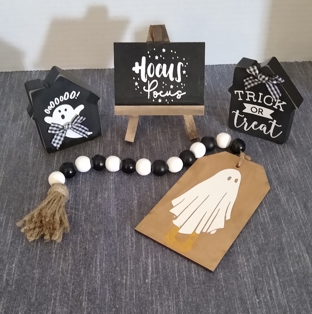 4 piece tiered tray Halloween decor chalk couture set